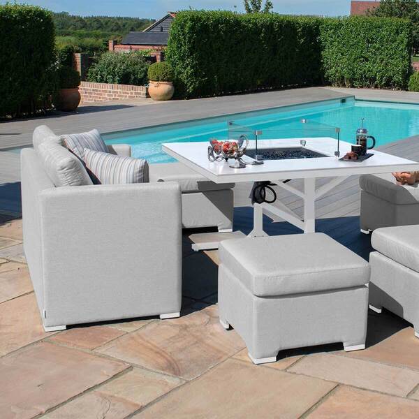 Maze - Outdoor Fabric Fuzion Cube Sofa Set with Fire Pit - Lead Chine product image