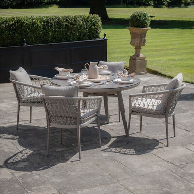 Maze - Monaco Rope Weave 4 Seat Round Dining Set with Lazy Susan - Cool Linen product image