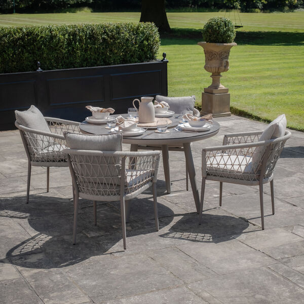 Maze - Monaco Rope Weave 4 Seat Round Dining Set with Lazy Susan - Cool Linen product image