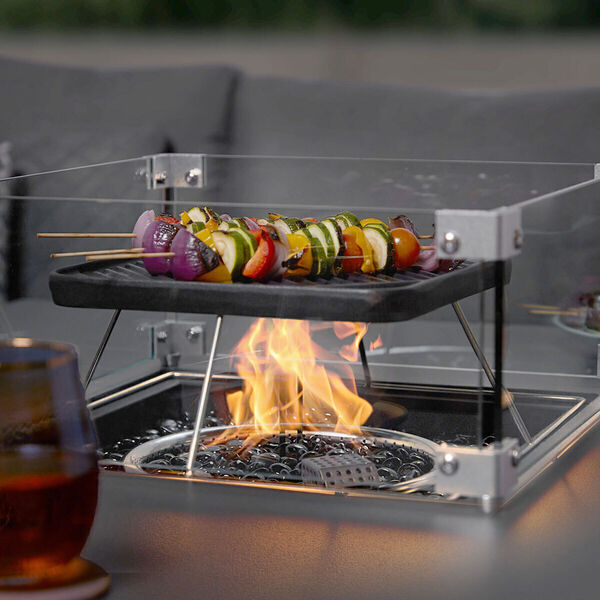 Maze - Outdoor Fabric Fuzion Fire Pit Table - Square Griddle Pan & Shelf product image