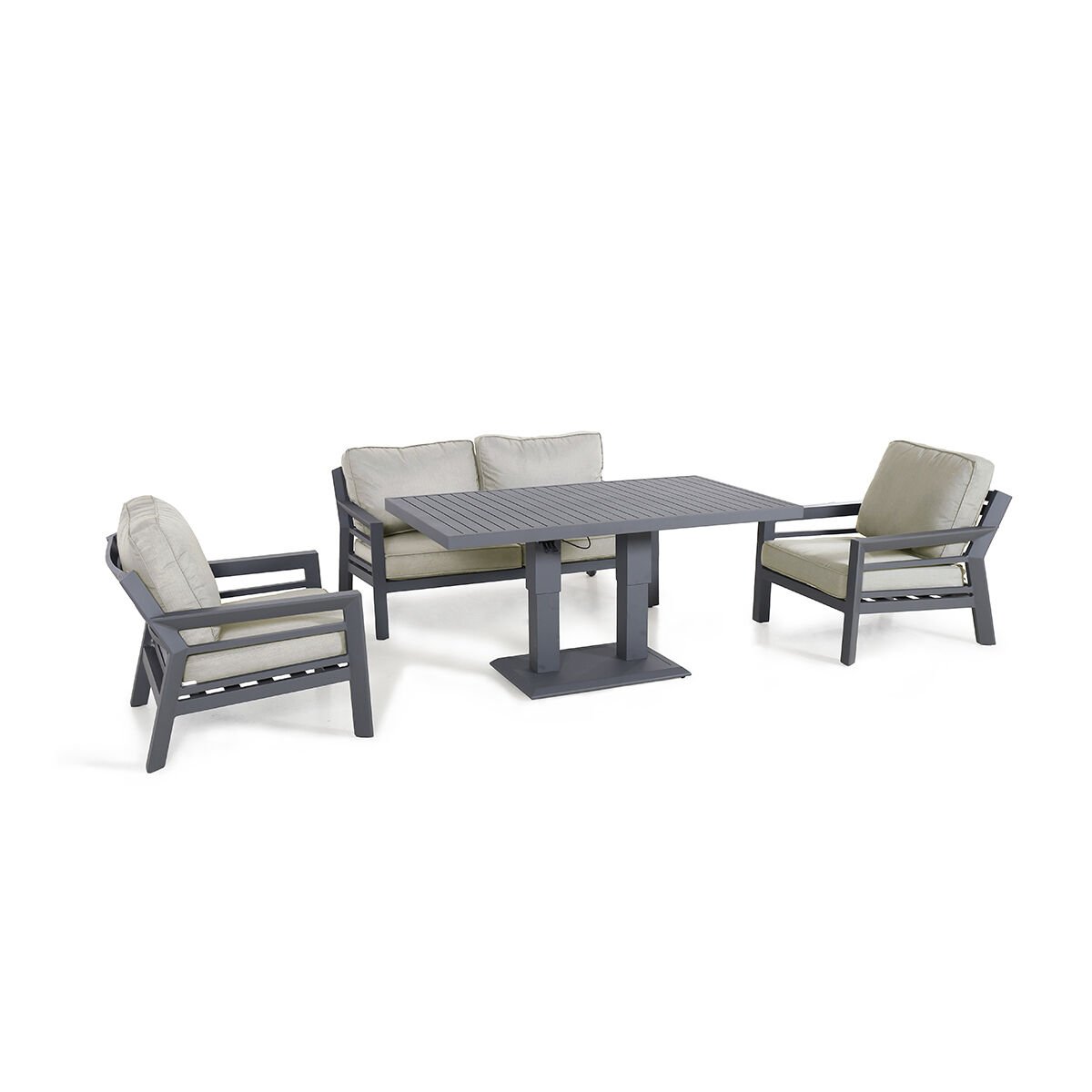 Maze - New York 2 Seat Aluminium Sofa Set with Rising Table - Dove Grey product image