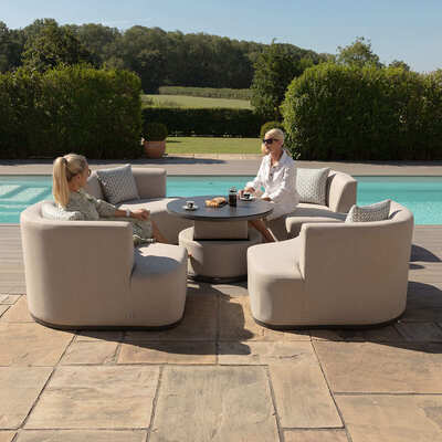 Maze - Outdoor Fabric Snug Lifestyle Suite with Rising Table - Oatmeal product image