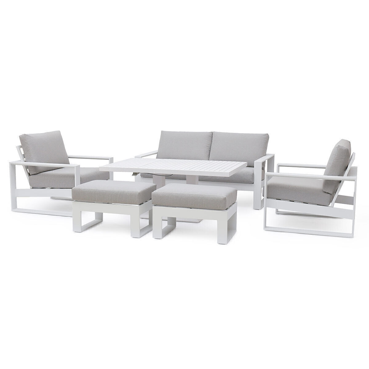 Maze - Amalfi 2 Seat Aluminium Sofa Set with Rising Table plus Armchairs & Footstools - White product image