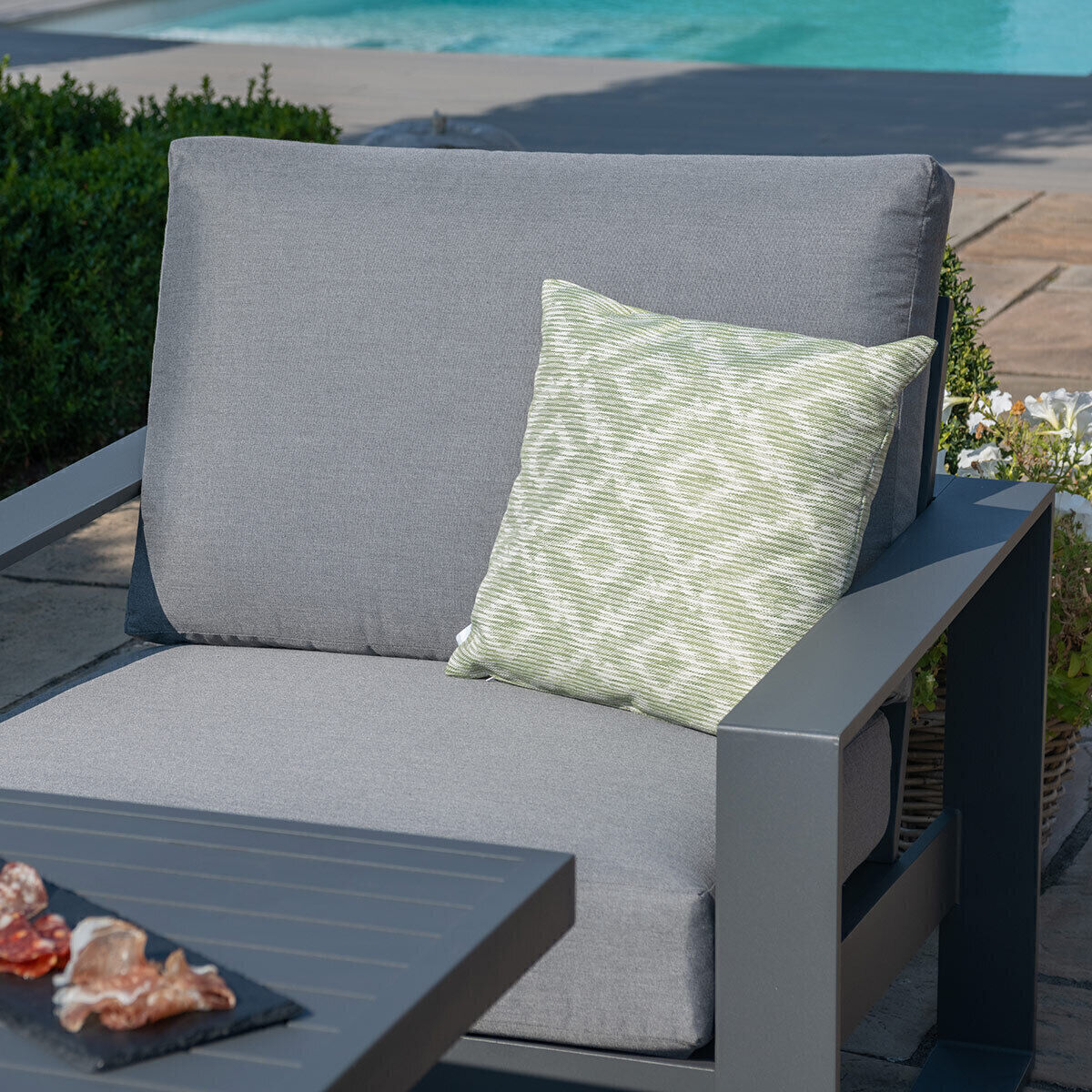 Maze - Amalfi 3 Seat Aluminium Sofa Set with Rising Table plus Armchairs & Footstools - Grey product image
