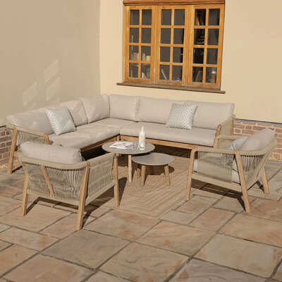 Maze - Martinique Rope Weave Corner Sofa Set with 2 Lounge Armchairs & 2 Round Coffee Tables product image