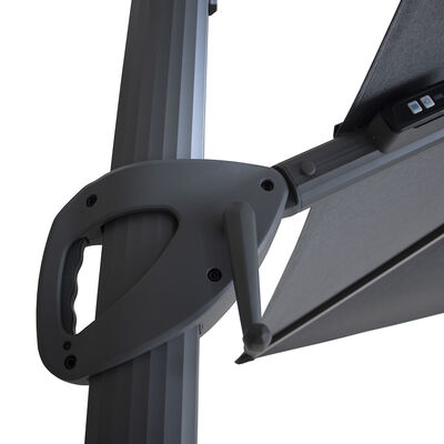 Maze - Aramis Solar LED 3m x 4m Rectangular Rotating Cantilever Parasol with Base - Charcoal Grey product image