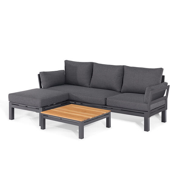 Maze - Oslo Chaise Aluminium Sofa Set with Teak Coffee Table - Charcoal product image