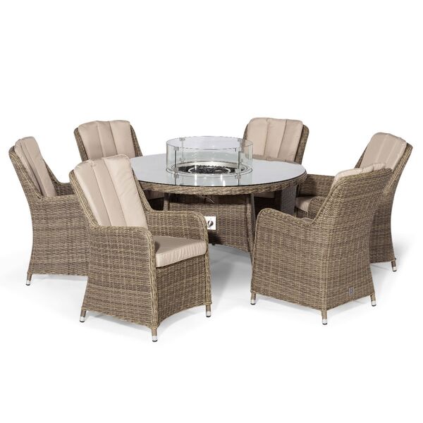 Maze - Winchester Venice 6 Seat Round Rattan Fire Pit Dining Set with Lazy Susan product image