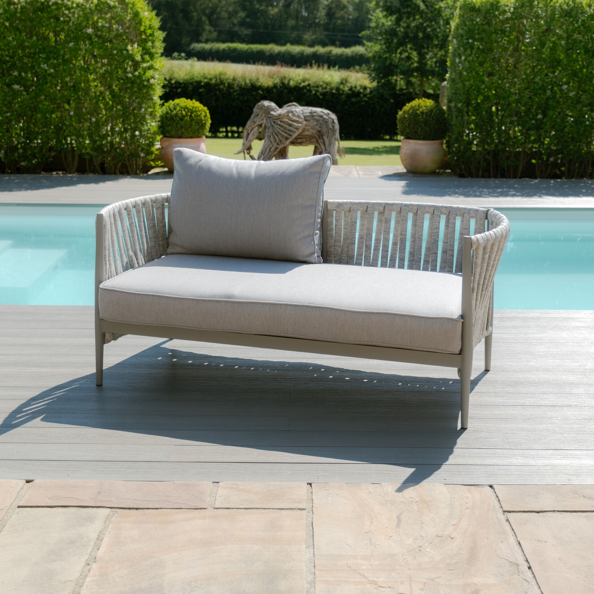 Maze - Milan Rope Weave 2 Seat Sofa Set with Rectangular Coffee Table - Cool Linen product image
