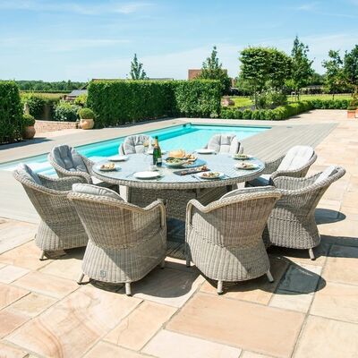 Maze - Oxford Heritage 8 Seat Round Rattan Fire Pit Dining Set with Lazy Susan product image