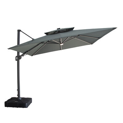 Maze - Apollo Solar LED 3m x 3m Square Rotating Cantilever Parasol with Base - Oil Green product image