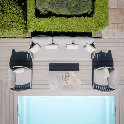Maze - Milan Rope Weave 3 Seat Sofa Set with Rectangular Coffee Table - Cool Linen product image