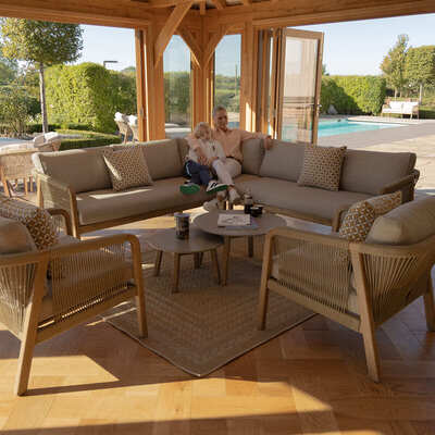Maze - Martinique Rope Weave Corner Sofa Set with 2 Lounge Armchairs & 2 Round Coffee Tables product image