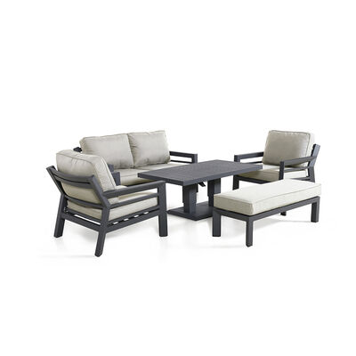 Maze - New York 2 Seat Aluminium Sofa Set with Rising Table - Dove Grey product image