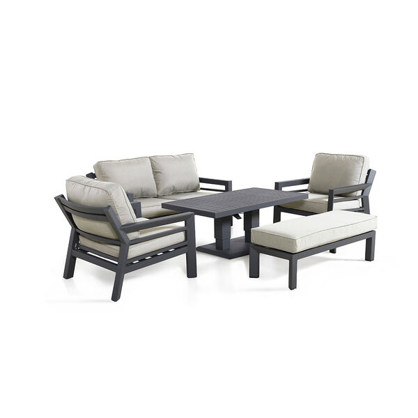 Maze - New York 2 Seat Aluminium Sofa Set with Rising Table - Dove Grey product image