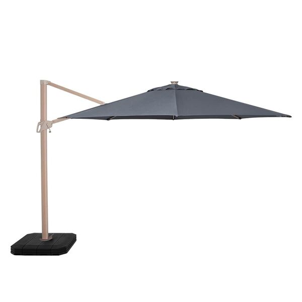 Maze - Zeus 3.5m Round Wood Effect Rotating Cantilever Parasol With LED Lights - Grey product image