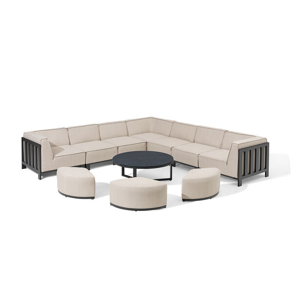 Maze - Outdoor Fabric Ibiza Large Corner Sofa Set with Round Coffee Table & 3 Footstools - Oatmeal product image