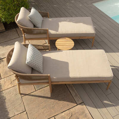 Maze - Porto Rope Weave Double Sunlounger Set with Small Round Coffee Table product image