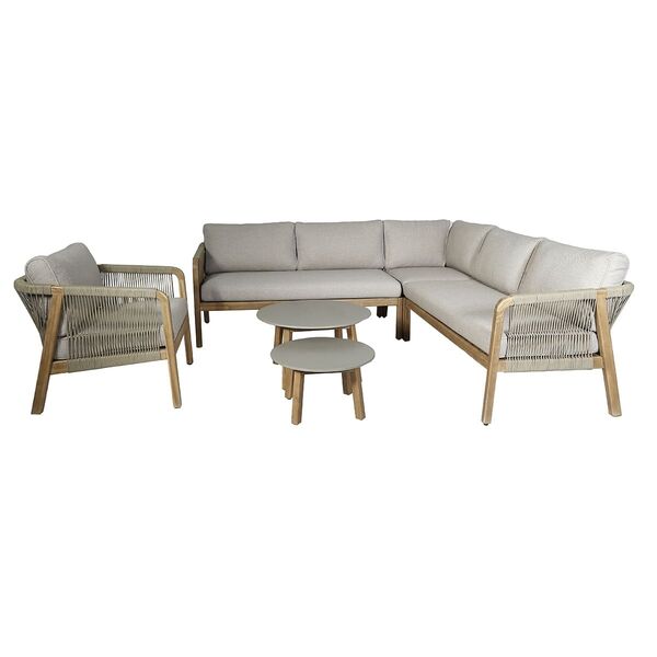 Maze - Martinique Rope Weave Corner Sofa Set with Lounge Armchair & 2 Round Coffee Tables product image