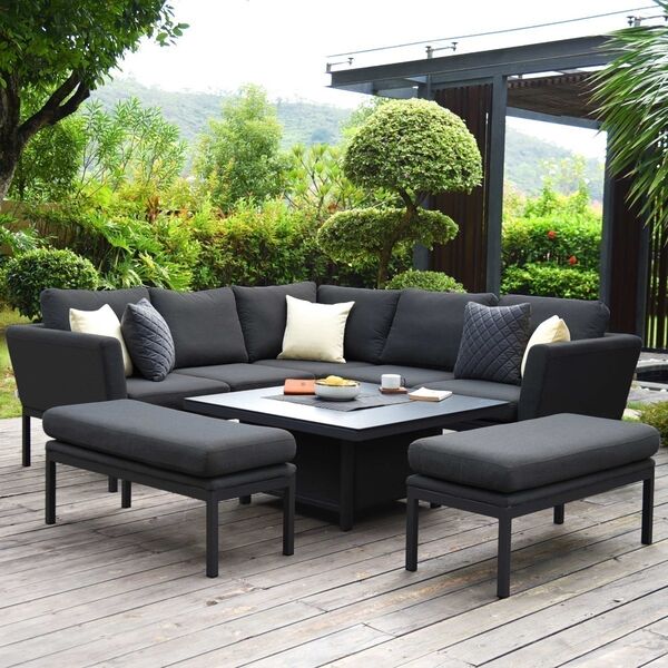 Maze - Outdoor Fabric Pulse Square Corner Dining Set with Rising Table - Charcoal product image