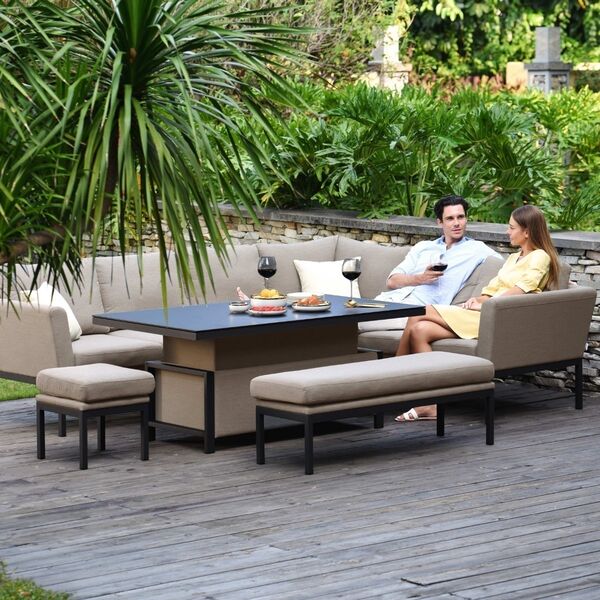 Maze - Outdoor Fabric Pulse Left Handed Corner Dining Set with Rising Table - Taupe product image