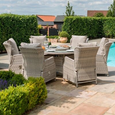 Maze - Cotswold Reclining 6 Seat Round Rattan Dining Set with Rattan Lazy Susan product image