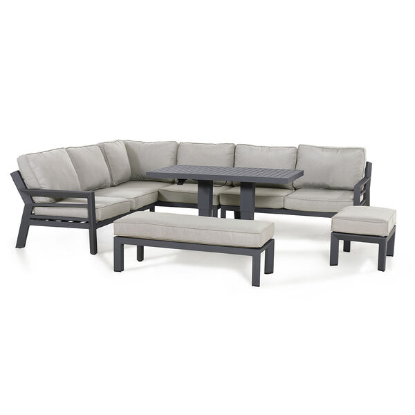 Maze - New York Aluminium Corner Dining Set with Rising Table - Dove Grey product image