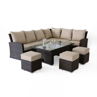 Maze - Kingston Left Hand Rattan Corner Dining Set with Rising Table - Brown product image