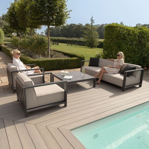 Maze - Outdoor Fabric Ibiza 3 Seat Sofa Set with Square Coffee Table - Oatmeal product image