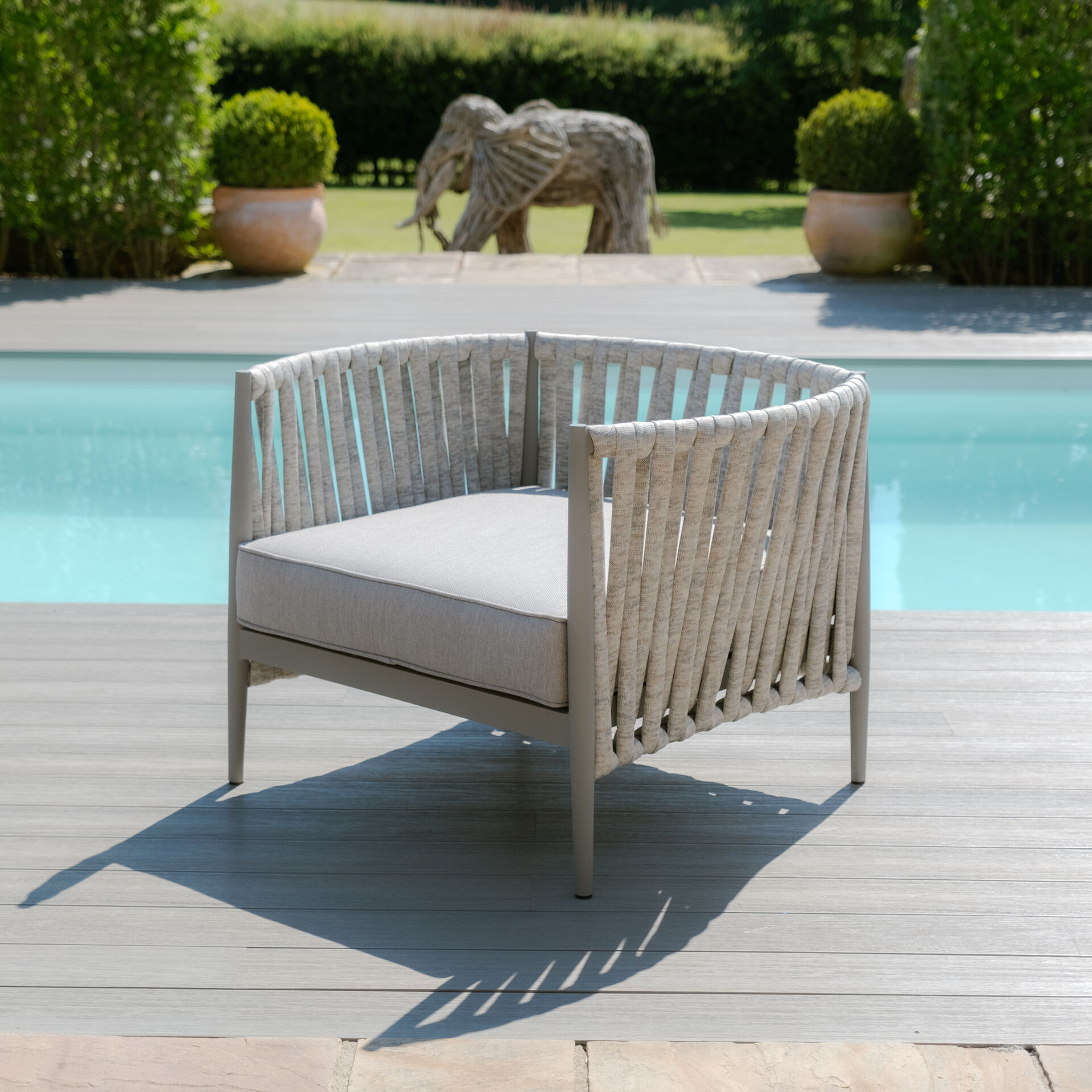 Maze - Milan Rope Weave Lounge Set with 2 Round Coffee Tables - Cool Linen product image