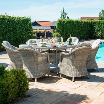 Maze - Oxford Heritage 6 Seat Round Rattan Fire Pit Dining Set with Lazy Susan product image