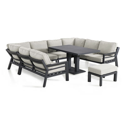 Maze - New York U-Shaped Aluminium Sofa Set with Rising Table - Dove Grey product image