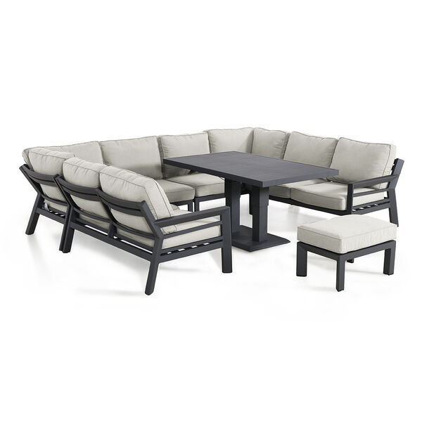 Maze - New York U-Shaped Aluminium Sofa Set with Rising Table - Dove Grey product image