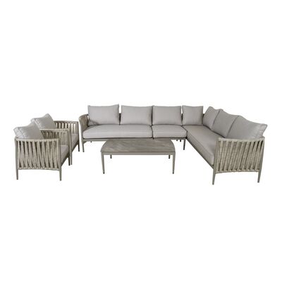 Maze - Milan Rope Weave Large Corner with Rectangular Coffee Table & 2 Armchairs - Cool Linen product image