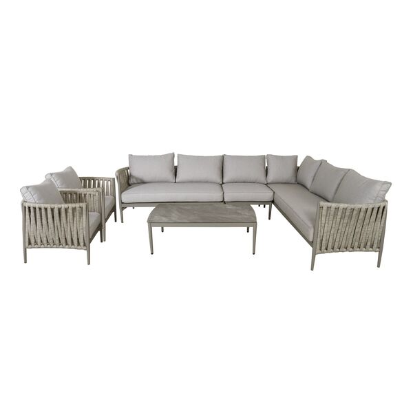 Maze - Milan Rope Weave Large Corner with Rectangular Coffee Table & 2 Armchairs - Cool Linen product image