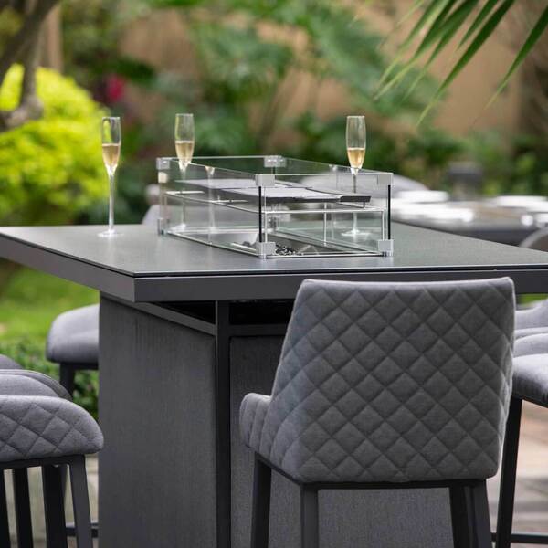 Maze - Outdoor Fabric Regal 8 Seat Rectangular Bar Set with Fire Pit Table - Flanelle product image