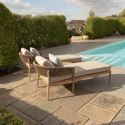 Maze - Porto Rope Weave Double Sunlounger Set with Small Round Coffee Table product image