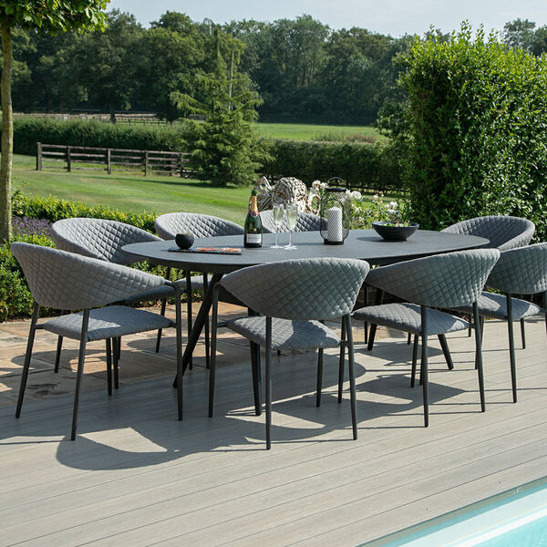 Maze - Outdoor Fabric Pebble 8 Seat Oval Dining Set - Flanelle product image