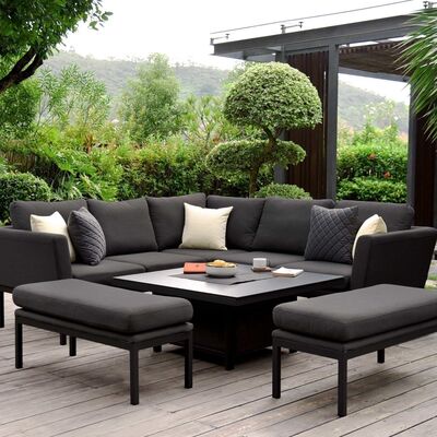 Maze - Outdoor Fabric Pulse Square Corner Dining Set with Rising Table - Charcoal product image