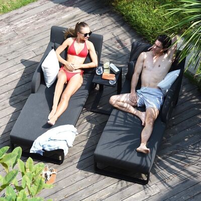 Maze - Outdoor Fabric Unity Double Sunlounger - Charcoal product image