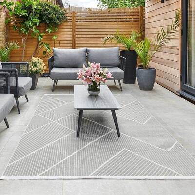 Jazz - Geometric Silver Indoor and Outdoor Rug - 220cm x 160cm product image
