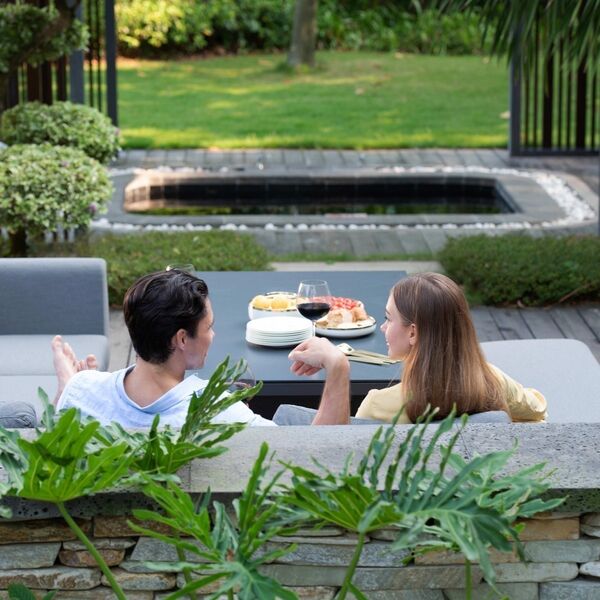 Maze - Outdoor Fabric Pulse Rectangular Corner Dining Set with Rising Table - Flanelle product image
