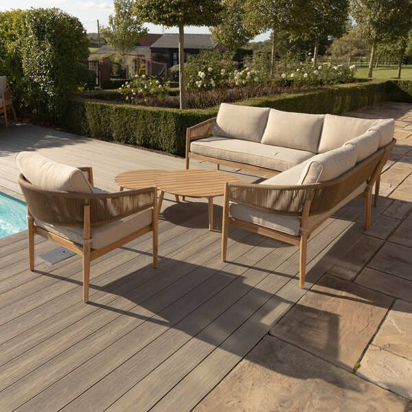 Maze - Porto Rope Weave Corner Sofa Set with Pair of Round Coffee Tables & Armchair product image