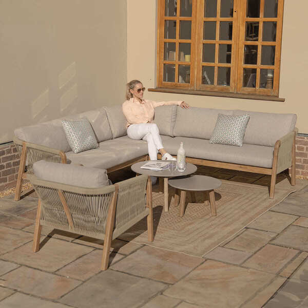 Maze - Martinique Rope Weave Corner Sofa Set with Lounge Armchair & 2 Round Coffee Tables product image