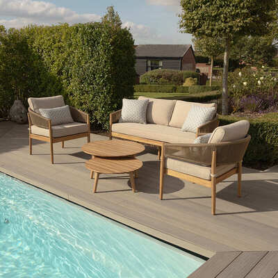 Maze - Porto Rope Weave 2 Seat Sofa Set with Pair of Round Coffee Tables & Armchairs product image