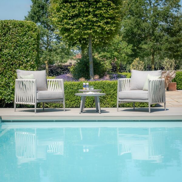 Maze - Milan Rope Weave Lounge Set with 2 Round Coffee Tables - Cool Linen product image