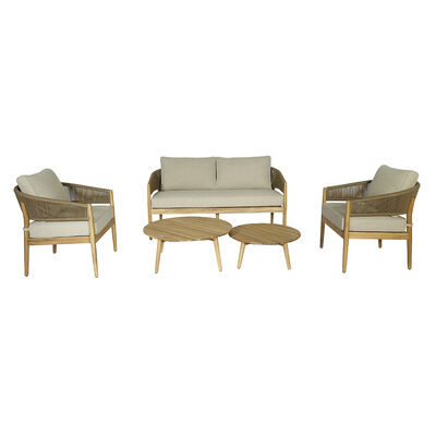 Maze - Porto Rope Weave 2 Seat Sofa Set with Pair of Round Coffee Tables & Armchairs product image