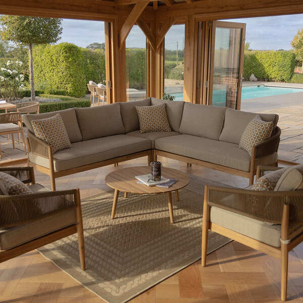 Maze - Porto Rope Weave Corner Sofa Set with Pair of Round Coffee Tables & 2 Armchairs product image