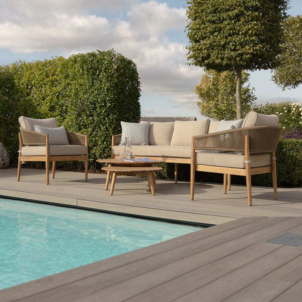 Maze - Porto Rope Weave 3 Seat Sofa Set with Pair of Round Coffee Tables & Armchairs product image