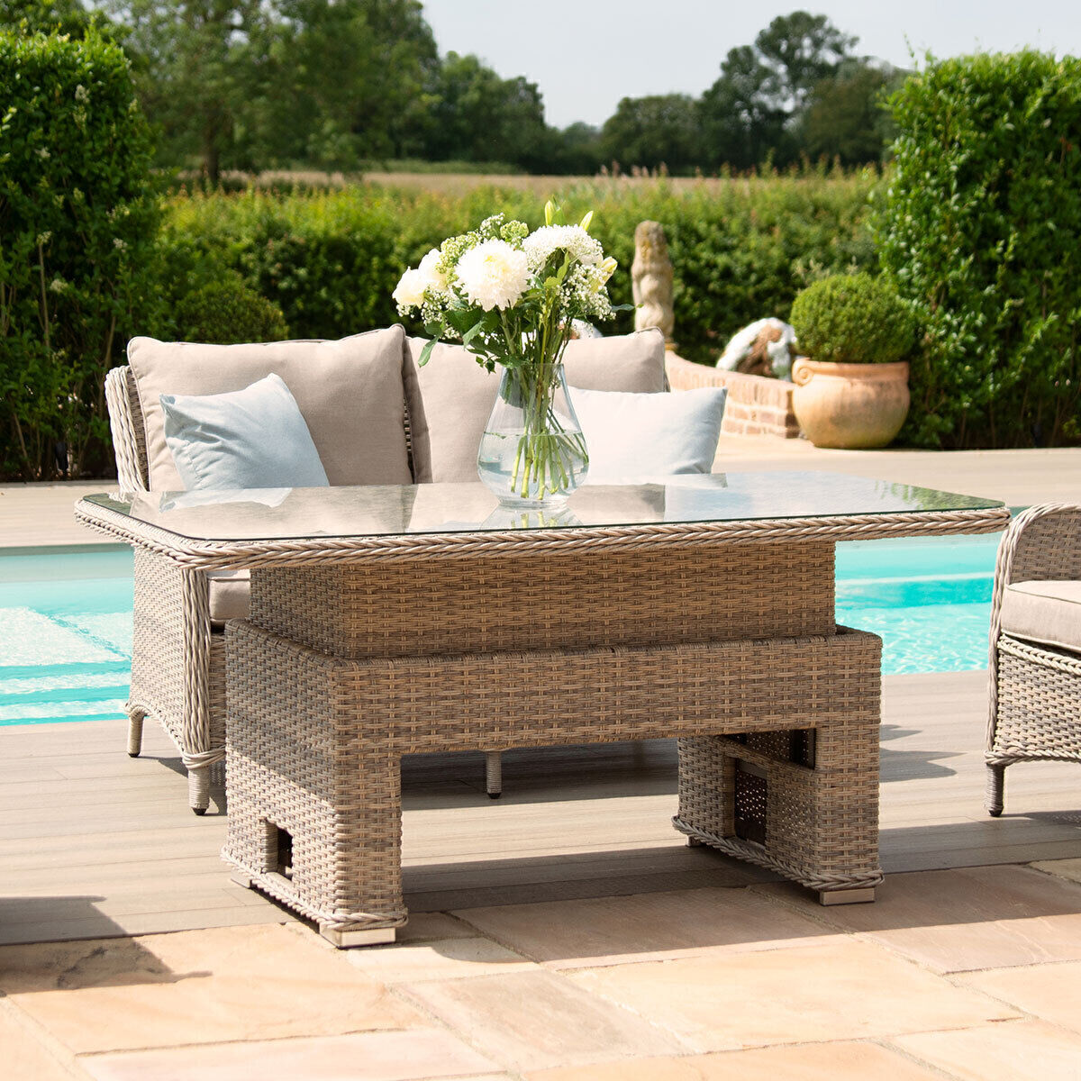 Maze - Cotswold 2 Seat Sofa Rattan Dining Set with Rising Table & Footstools product image